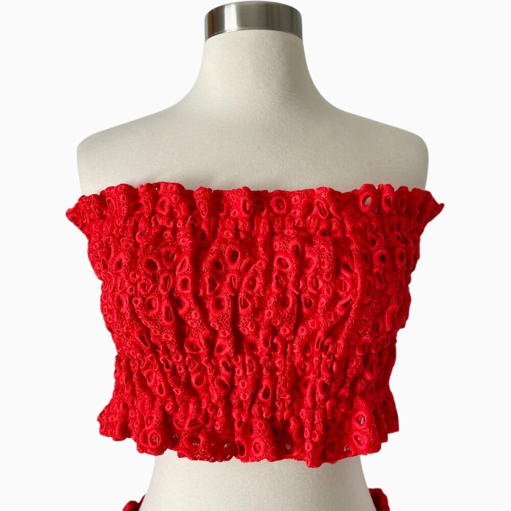 Hill House Red Eyelet Skirt Set - Two-Piece Tube Top & Maxi Skirt - Picture 4 of 8